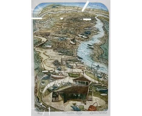 Glynn Thomas (British b. 1946), Morstomn Quay, limited edition etching in colours, numbered 8/50, signed. Framed and glazed.