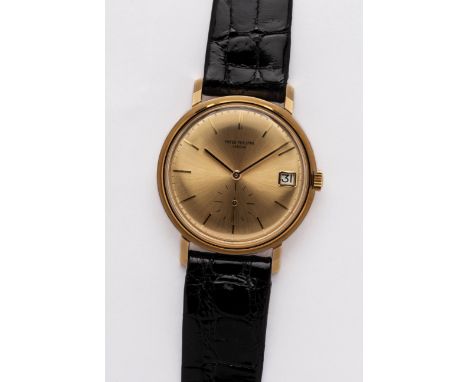 Rare montre-bracelet Patek Philippe Calatrava rèf. 3445, boîtier de 35 mm dn en or 18 kt, verre plexiglas, fond vissè portant