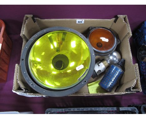 WWII Era British and German Aircraft Parts, German aircraft lamp and bulb, voltmeter instrument and unidentified part, Britis