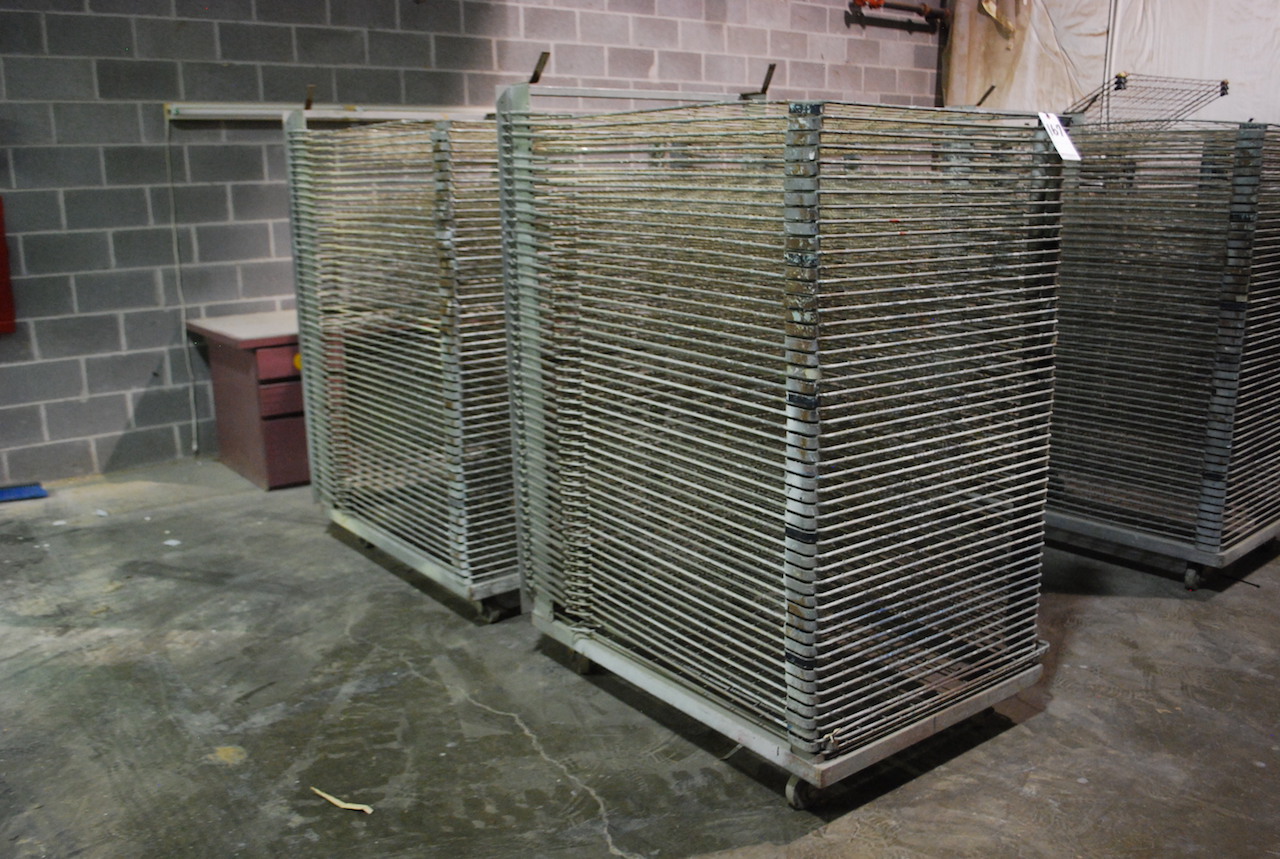 LOT (2) 34" X 42" (APPROX.) 48TIER PORTABLE SILK SCREEN DRYING RACKS