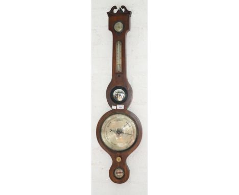 A VICTORIAN MAHOGANY BAROMETER WITH ALCOHOL THERMOMETER, 95CM H