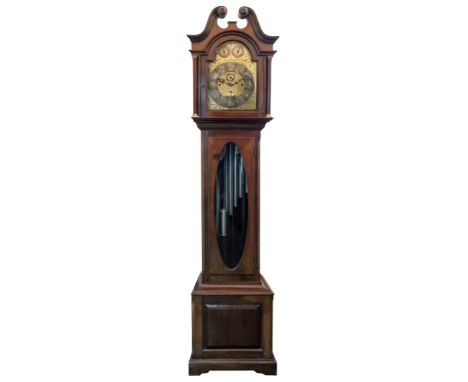 Curtis & Horspool, to H.M. The King, Leicester; an early 20th century mahogany longcase clock, the arched hood with broken sw