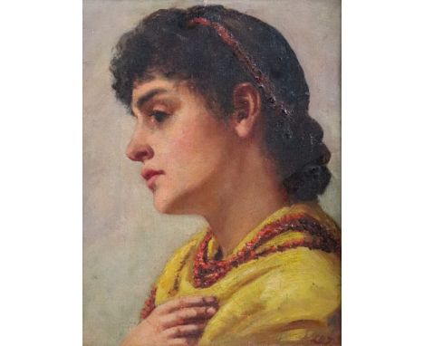 European School, 19th Century, A portrait of a lady, indistinctly signed, (lower right), oil on canvas, 22 x 16.5cm.
