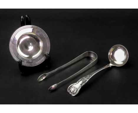A William IV Scottish silver Kings pattern toddy ladle, Mackay &amp; Chisholm, Edinburgh 1836, single struck, a pair of Georg