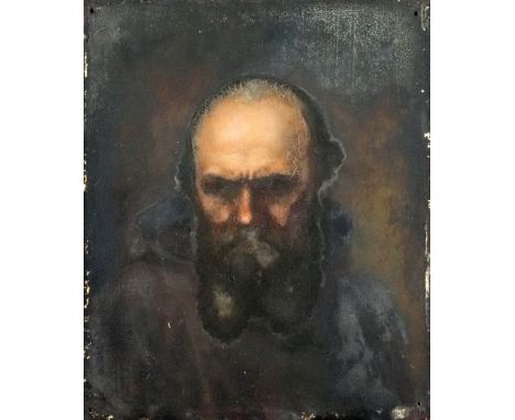 European School, 19th Century, A portrait of a bearded man, oil on panel, 10 x 8.5cm.