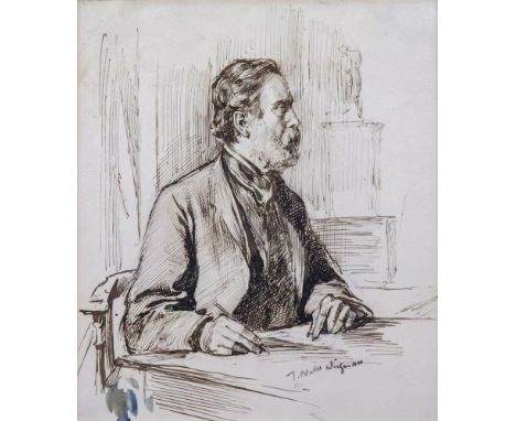 Theodore Blake Wirgman (British, 1848-1925), A portrait of a gentleman at his desk, signed 'T Blake Wirgman' (lower right), p