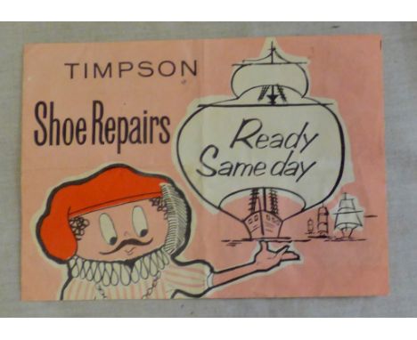 Timpson Shoe Repairs Leaflet "They'll have to wait until my Timpson shoe repairs are ready" Magdalen Street - Norwich.