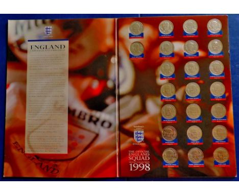 The Official England Squad Medal Collection 1998  In folder booklet.  Clean item.