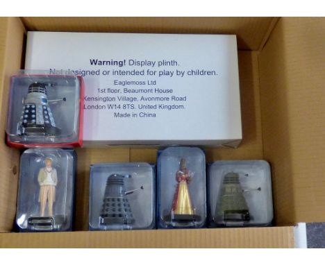 Dr Who-(5) Figures + Plinth-(3) Daleks-other models-Saucer Commander 'Ironside - Genesis Dalek-Jade ACD6778-Fifth Doctor ABW 