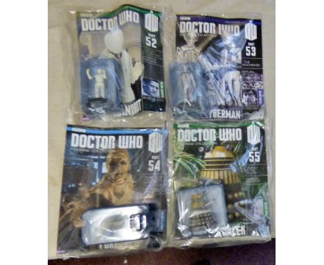 Dr Who-(4) Magazines Unopened with Figures sealed - Planet of the Daleks - Mummy on the express-The Mounbase-The Girl Who Wai