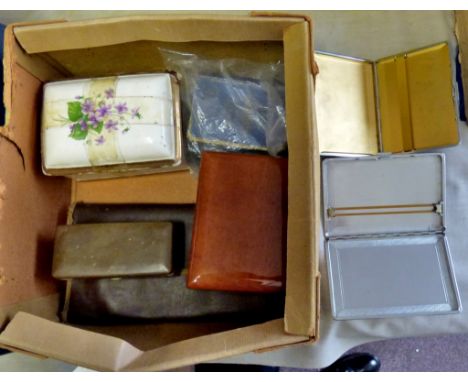 Mixed lot - Silver Plate cigarette cases, wooden box, playing card, etc nice lot