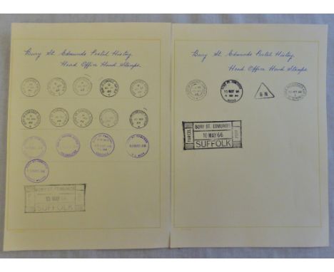 Suffolk 1966-Collection of Bury St Edmunds post marks-fine reference item. XXXX