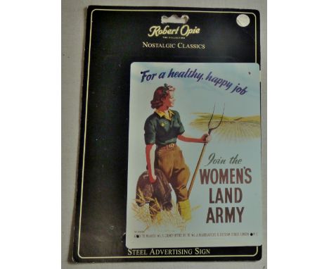 Metal Wall Plaque-Nostalgic Classic-"For a Healthy Happy Job' -Join the Women's Land Army
