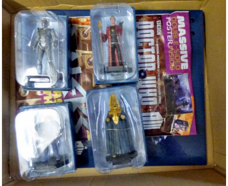 Dr Who - (4) Figures + Sticker Album and stickers-Models Cyber Controller JL149-Rassilon AAG0984-Sontaran General VU031-Omega