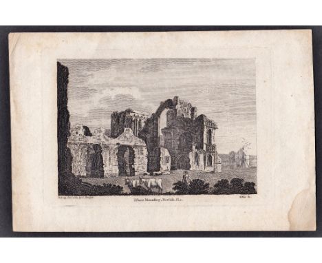 Vintage print of Estacre Monastery-Oct 1784 by S Hooper.