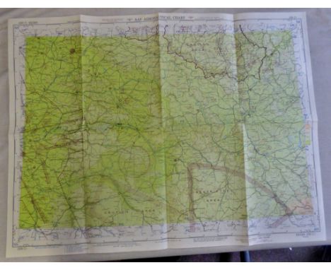 United States Army Air Force  Aeronautical chart shows Northern France, scale 1:5000,000, prepared June 1944, revised April 1
