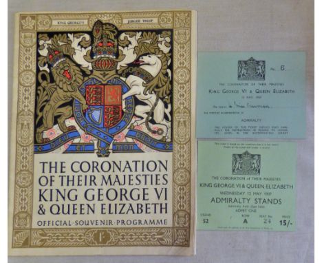 Ticket and Booklet - Of the Coronation of Their Majesties King George VI & Queen Elizabeth 12th May 1937