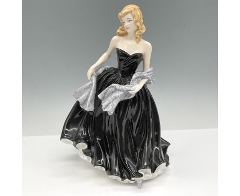 Part of the New Pretty Ladies series is designed wearing a black gown with white petticoat and gray shawl. Signed by Michael 
