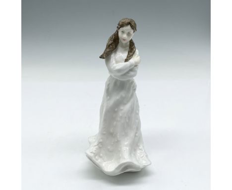 Club membership figure designed in white embossed dress with arms around her waist. Royal Doulton backstamp. This item has it