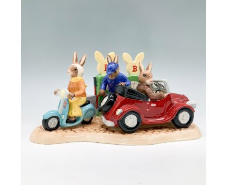 Royal Doulton Bunnykins figurine titled All Fuelled Up, D362. This charming collectible depicts a delightful scene featuring 