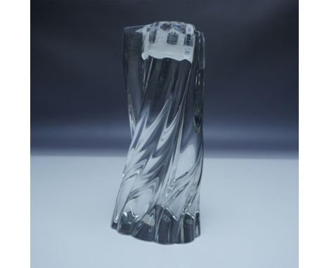 Elegant Baccarat Odilon crystal candlestick featuring a striking twisted design with fluid, organic lines. Crafted from fine 