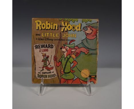 Walt Disney Productions Robin Hood and Little John animated classic on 8mm film reel, produced circa 1970s. This collectible 