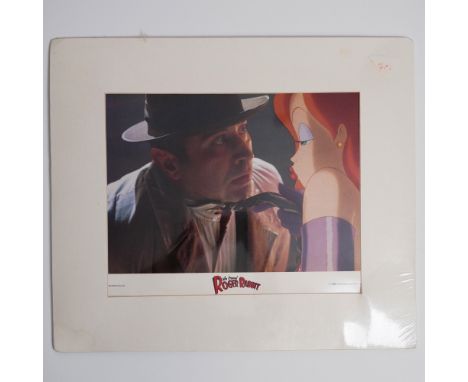This 1988 Touchstone Pictures movie print features an iconic scene from Who Framed Roger Rabbit, blending live-action and ani
