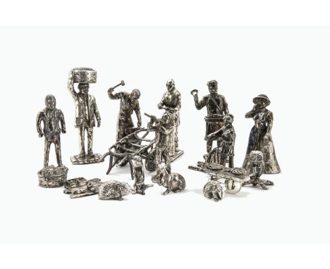 A collection of Cries of London pewter figures from John Pinches, approx 18 and some with tools or accessories, some AF, toge