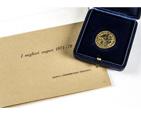 A 1970s Italian pure gold replica of a Francis I Ducat coin, the 7g copy of the ancient coin in presentation box from the Ban