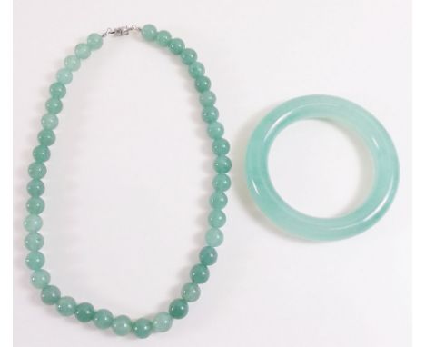 A 'Jade' bead necklace and bangle