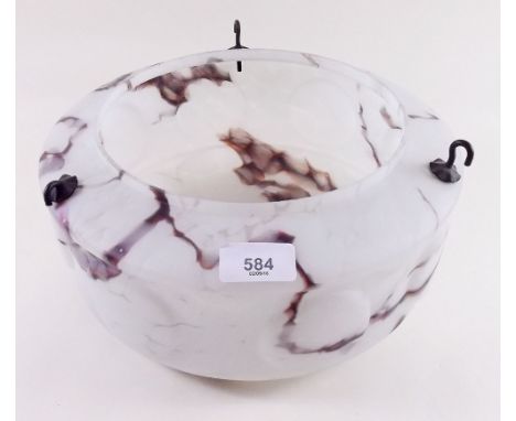 A 1930's mottled glass light fitting 