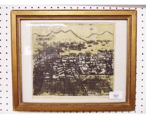 A limited edition print Hong Kong harbour by Van Lau 18/40 - 20 x 22.5cm