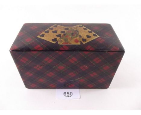 A set of Victorian Reynolds playing cards in tartan printed card box 
