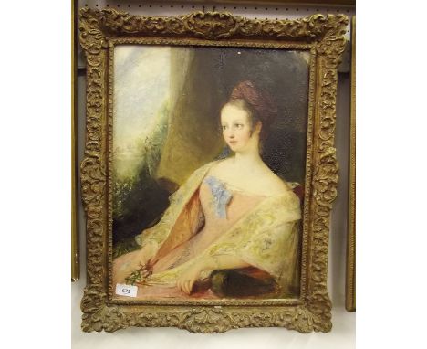 An oil portrait of a lady in early 19th dress - 44 x 33cm