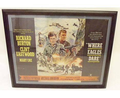 A vintage movie poster 'Where Eagles Dare', framed and glazed - 80 x 105cm