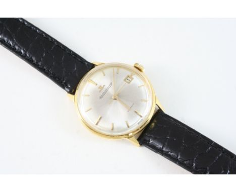 A GENTLEMAN'S 18CT. GOLD WRISTWATCH BY JAEGER-LeCOULTRE the signed circular dial with baton numerals, sweep seconds hand and 