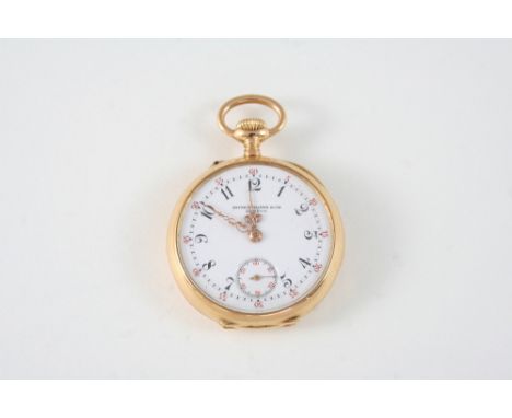 AN 18CT. GOLD OPEN FACED POCKET WATCH BY PATEK PHILIPPE the signed circular dial with Arabic numerals and subsidiary seconds 