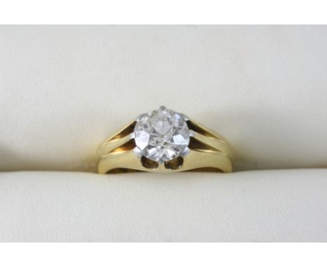 A DIAMOND SOLITAIRE RING set with a circular-cut diamond weighing approximately 2.0 carats, in 18ct. gold. Size O 1/2.