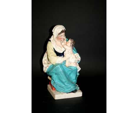 LARGE EARLY 19THC PEARLWARE GROUP - MADONNA & CHILD an Enoch Wood type Pearlware figure of the Madonna & Child, the figure se