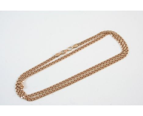 A 14CT. GOLD DOUBLE LINK CHAIN NECKLACE 51cm. long, 10 grams.