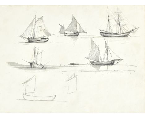 CLAUDE MONET (1840-1926)Divers bateaux pencil on paper 9 1/8 x 12 1/4 in (23.2 x 31.1 cm)Executed circa 1857