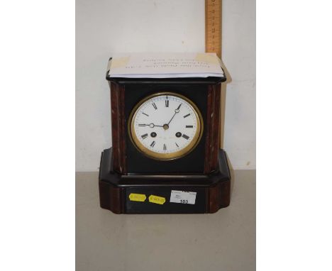 Late 19th Century French slate and marble cased mantel clock with Japy Freres movement