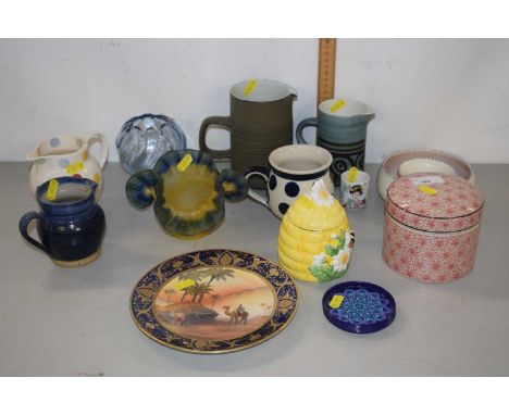 Mixed Lot: A Noritaki gilt decorated plate, Poole Pottery vase, glass light shade and other assorted items