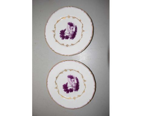 Royal Worcester, two small gilt edged plates marked The Chamberlin