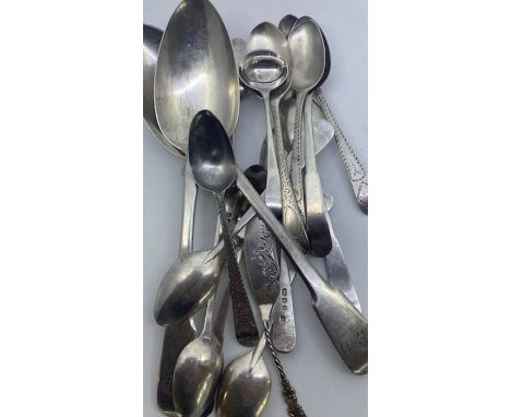 A collection of Georgian and later silver flatware total gross 300g