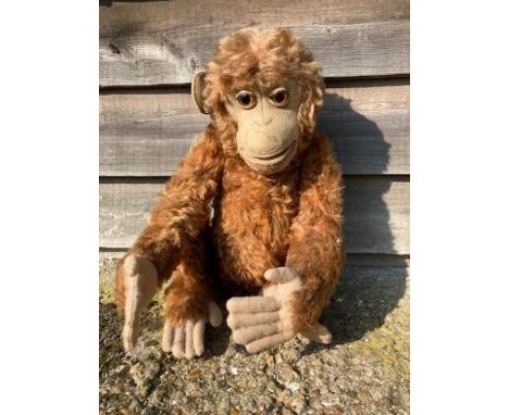 A 1930s Steiff monkey, button missing&nbsp;