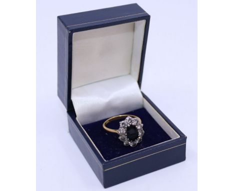 A sapphire and diamond "Lady Diana" ring, weight: 5.08g size (P)