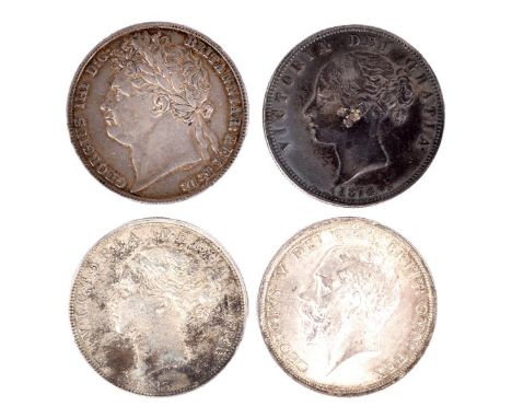 Silver Halfcrowns (4), George IV, 1823, 2nd reverse; Victoria, 1874; 1883; George V, 1915 (S 3808; 3889; 4011). The first thr