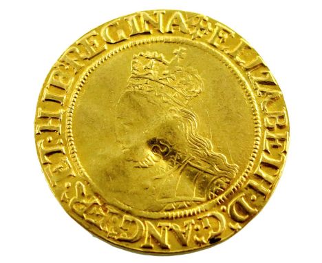 Elizabeth I (1558-1603), gold Half-Pound, Second issue, mm cross-crosslet, crowned bust left, rev  crowned shield of arms (S.