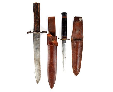 A good late 19th/ early 20th Century bowie knife by Holtzapffel London, clip point blade 9 in., maker's name to the riscasso,